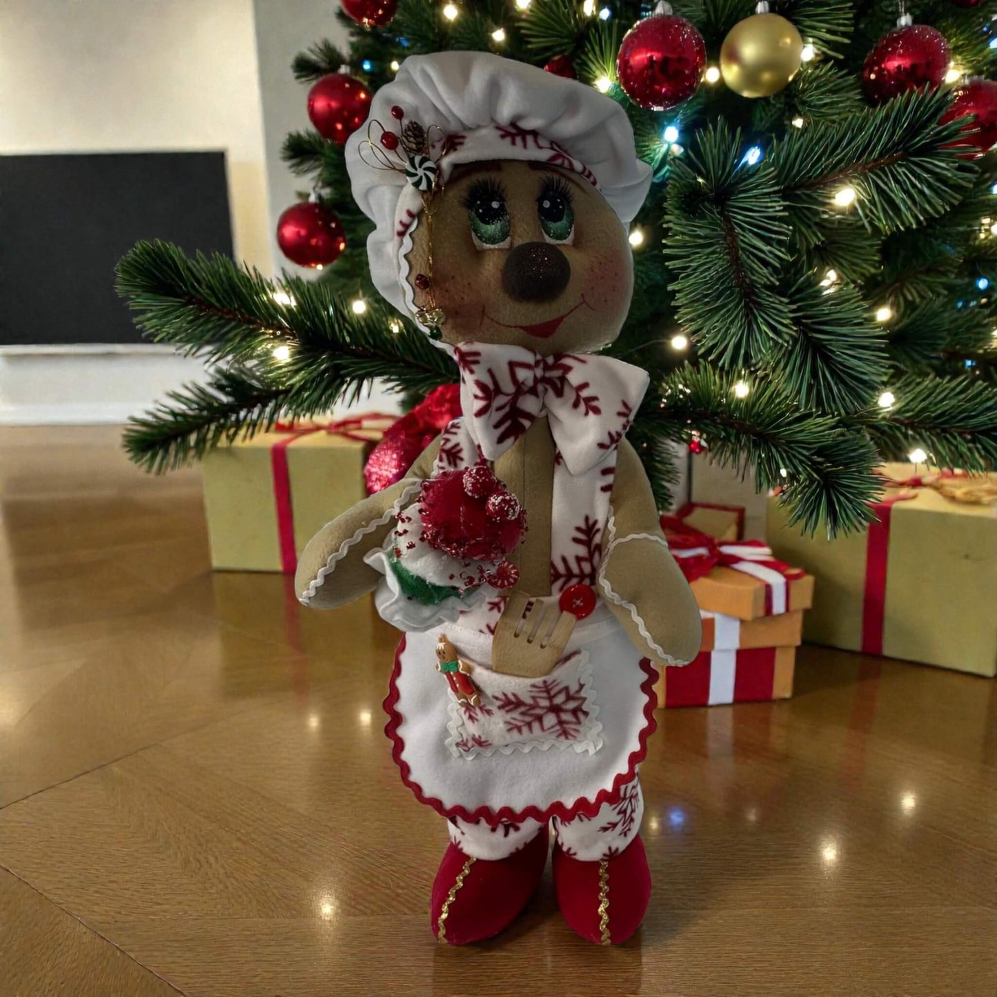 Gingerbread chef holiday decoration handmade with traditional festive details