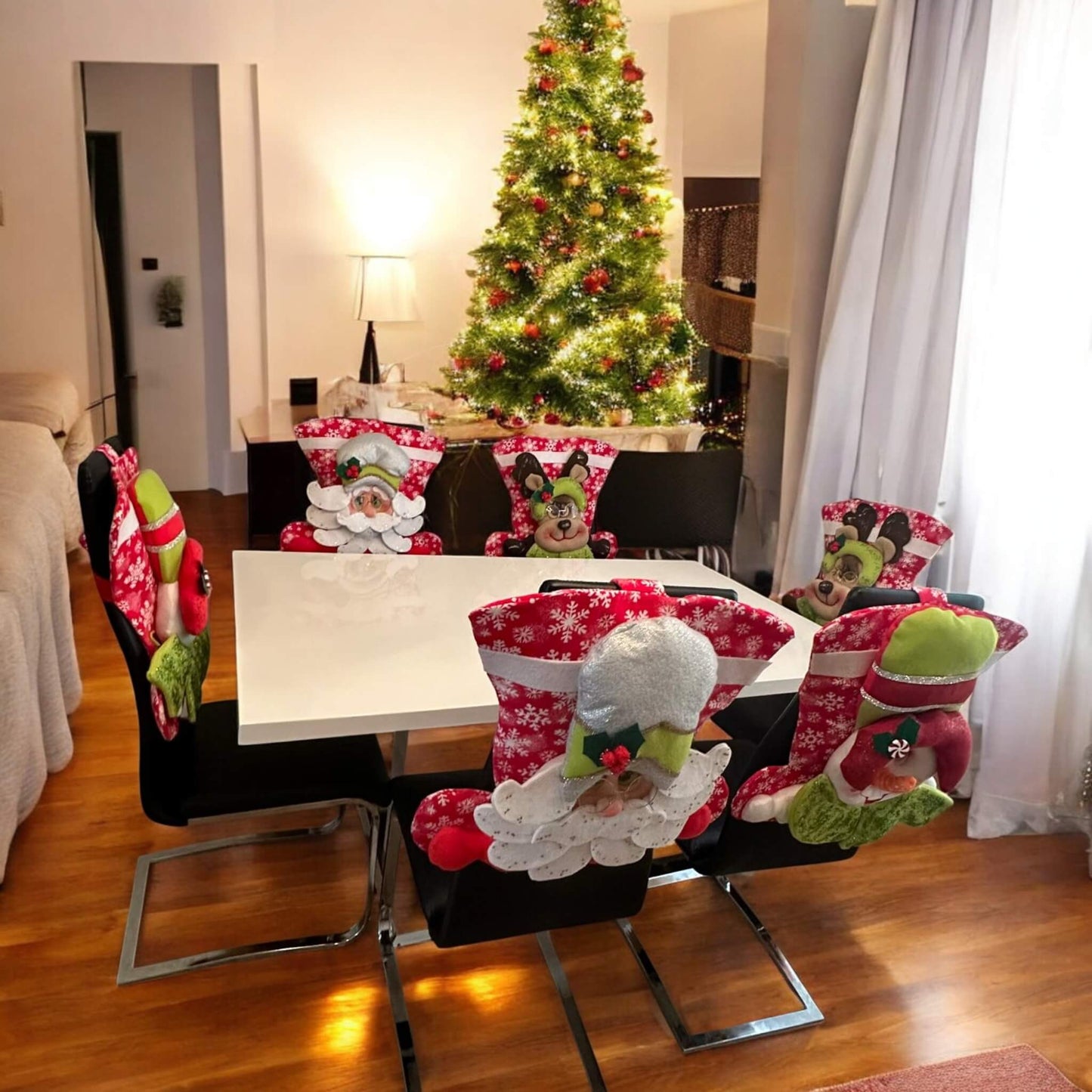 Handmade Christmas dining chair covers set festive holiday decor by DWcraftworks