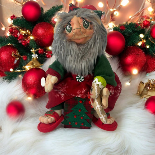 Charming Christmas Elf – Handmade Fabric Doll
