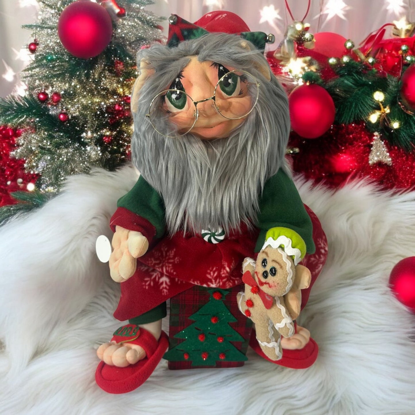 Charming Christmas Elf – Handmade Fabric Doll