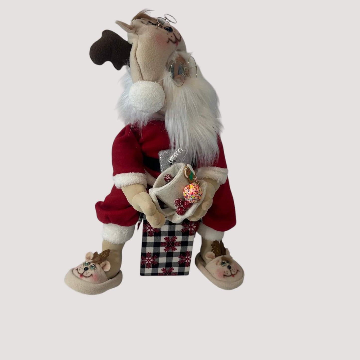 Santa Claus 24 inch handmade removable head collapsible decorative seat box Christmas decoration
