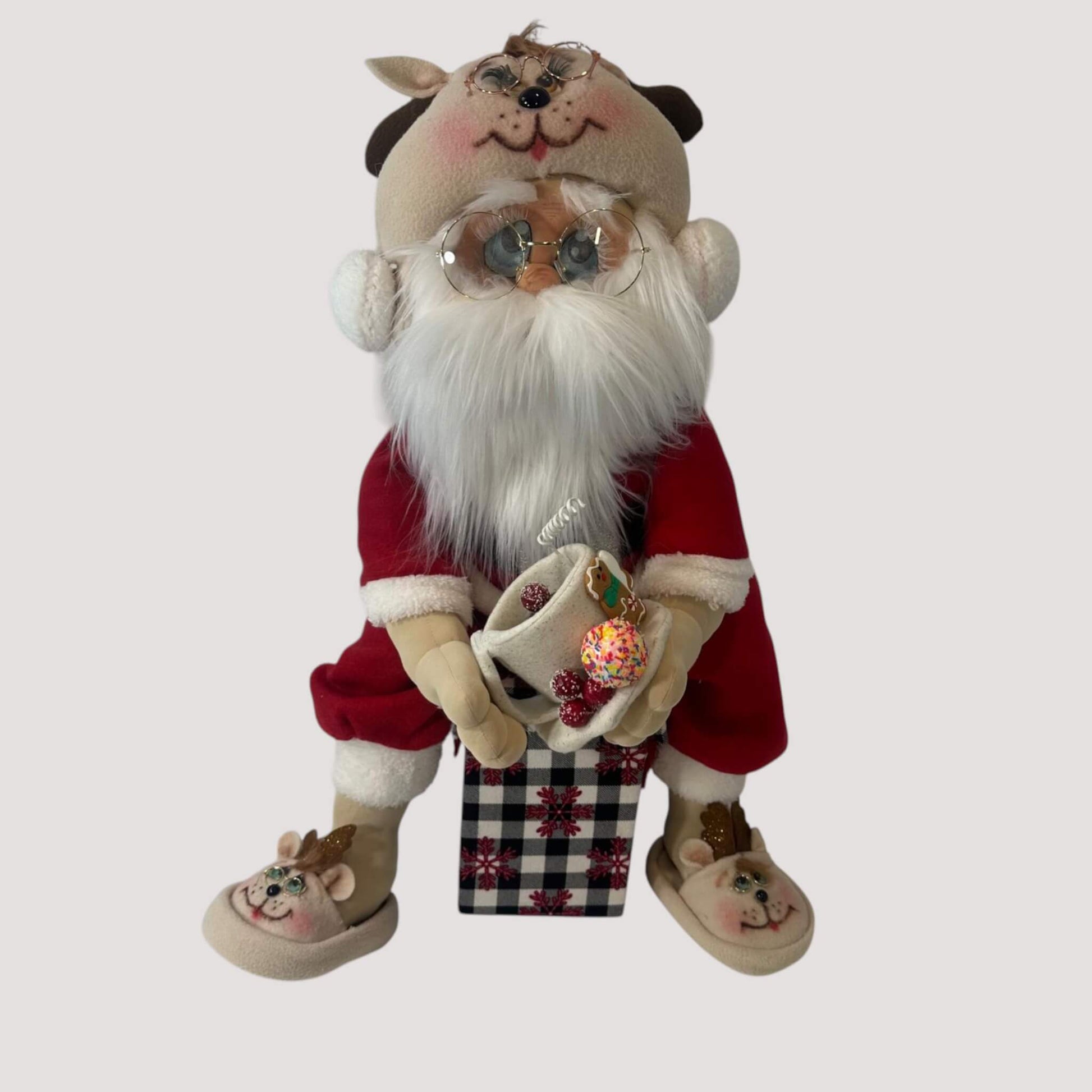 Handmade Santa Claus doll 24 inches with removable head and collapsible decorative seat box by DWcraftworks

