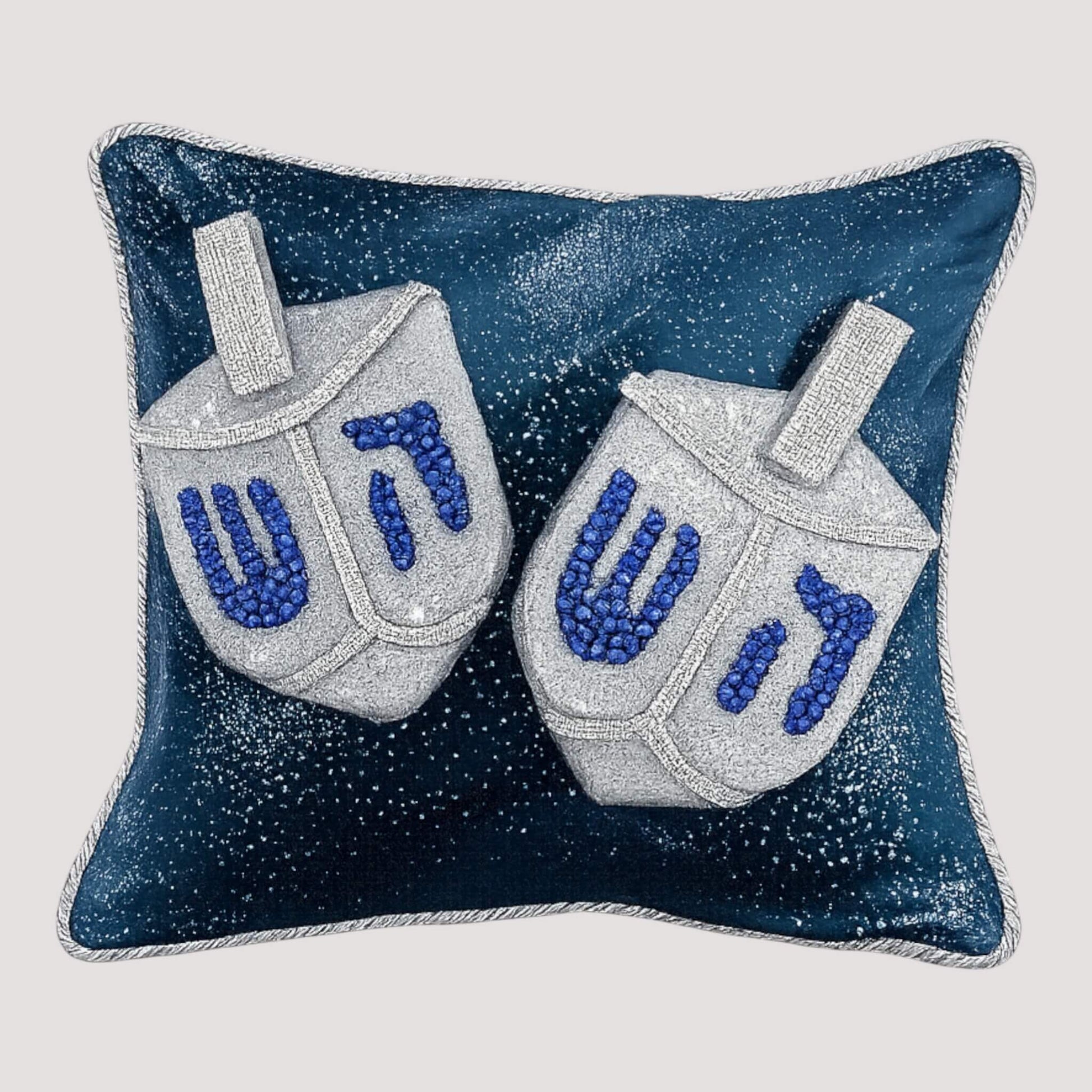 Handmade Hanukkah pillow set decorative dreidel and lighted menorah cushions
