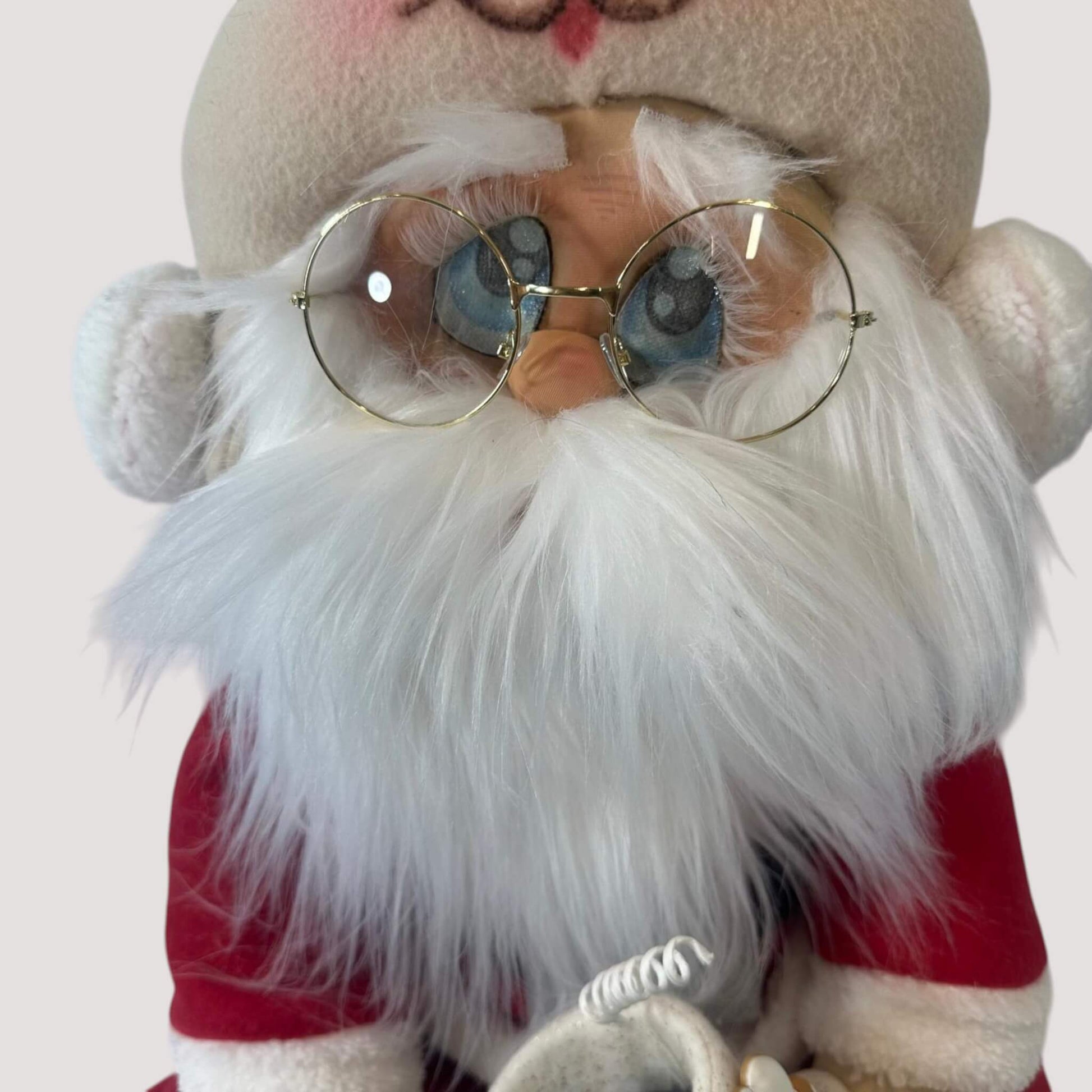 Handcrafted Santa doll 24 inches tall removable head with decorative seat box
