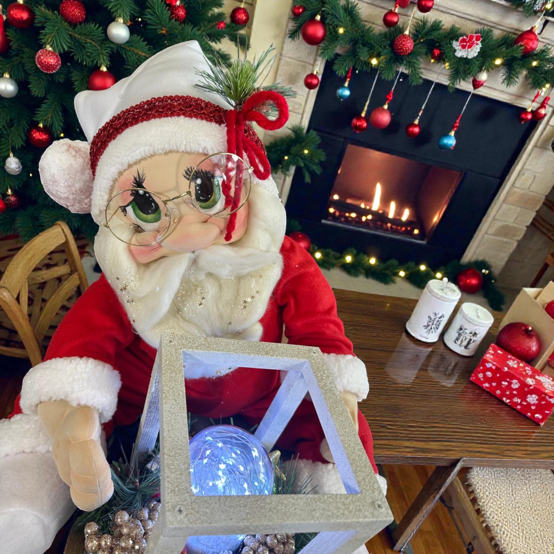 Christmas Santa with wooden lamp handmade 20 inch premium quality decor
