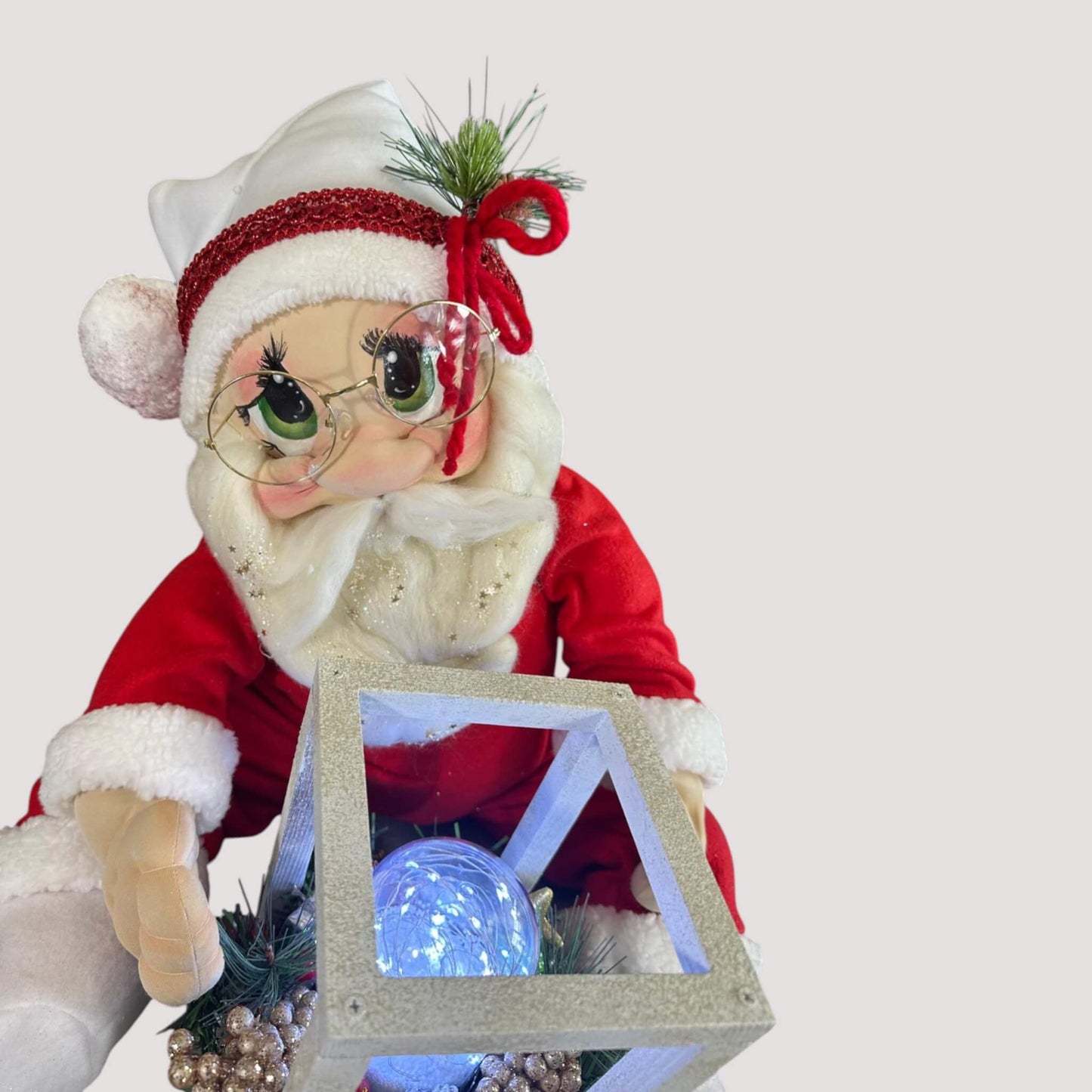Santa Claus with wooden lamp 20 inch handmade festive Christmas decoration
