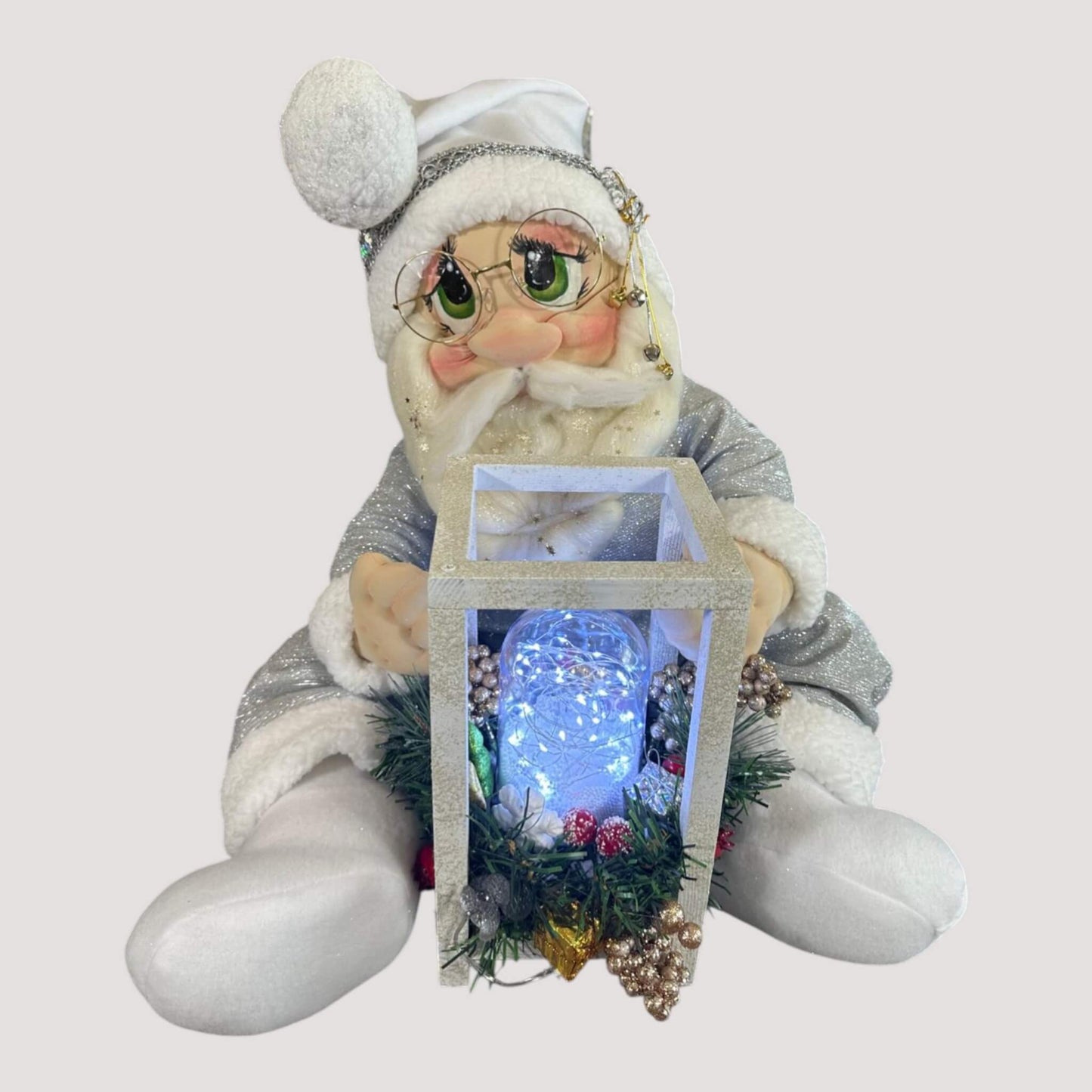 Handcrafted Santa decoration with lamp 20 inches tall premium holiday decor
