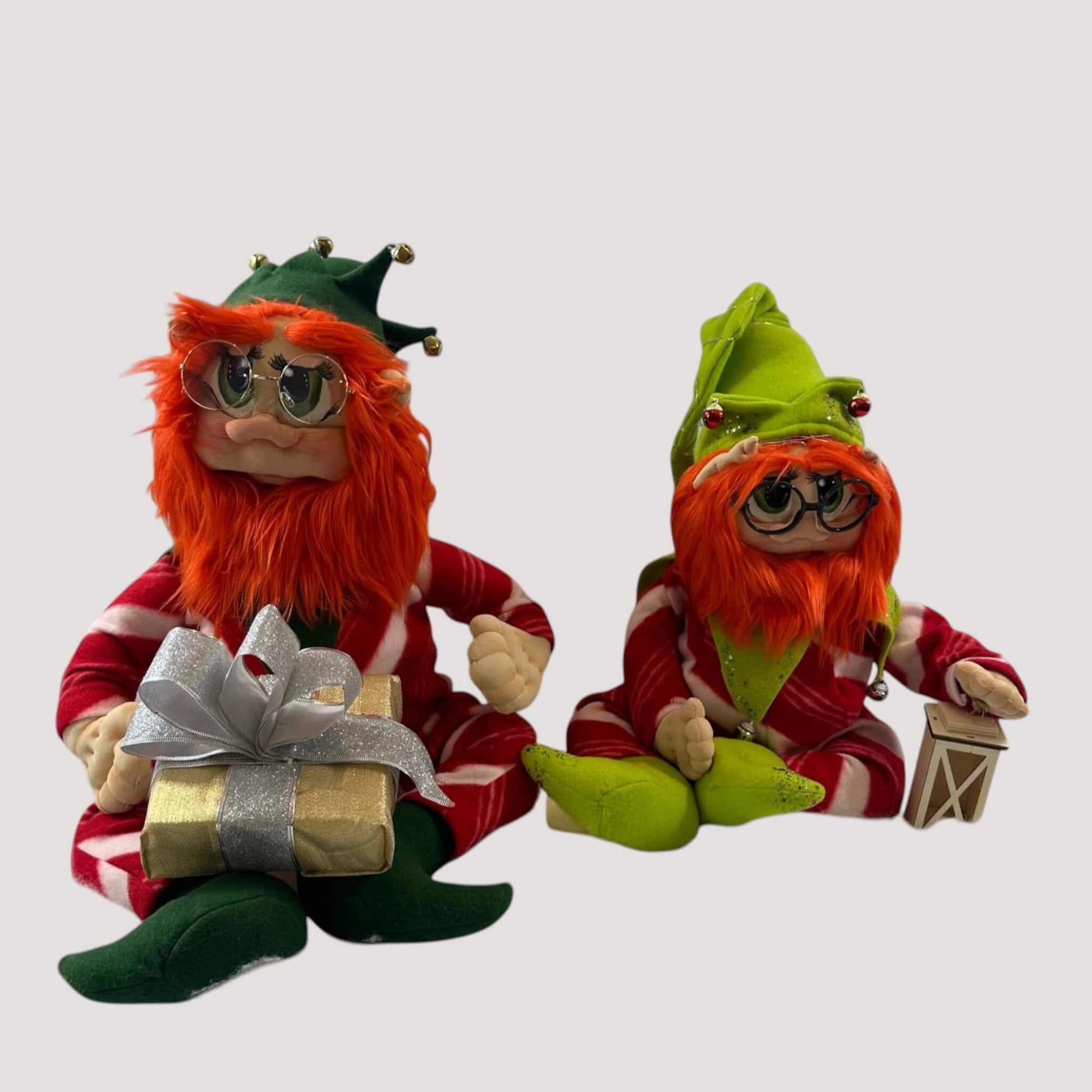Handcrafted Christmas elf traditional style holiday decoration full view

