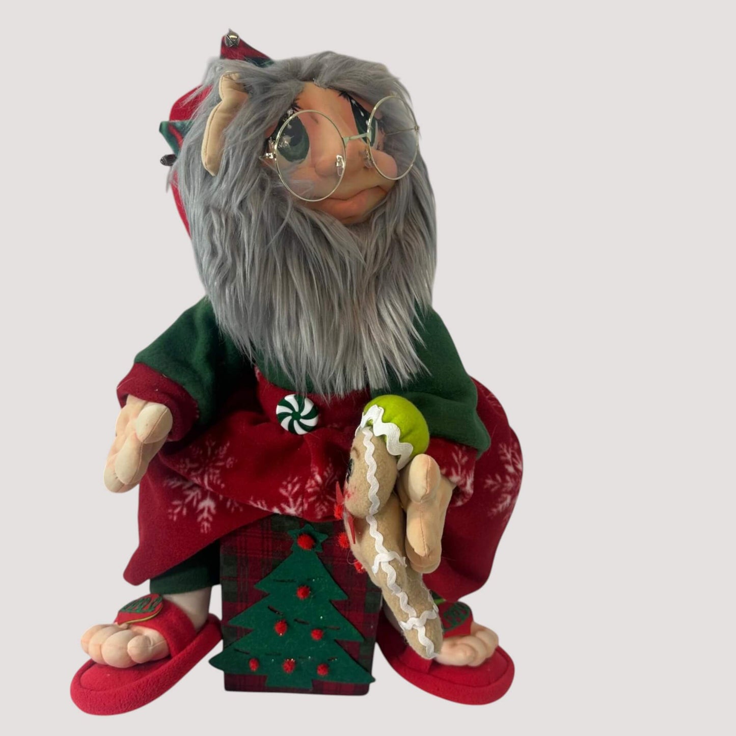 Christmas elf with removable head and decorative seat box handmade festive holiday decoration

