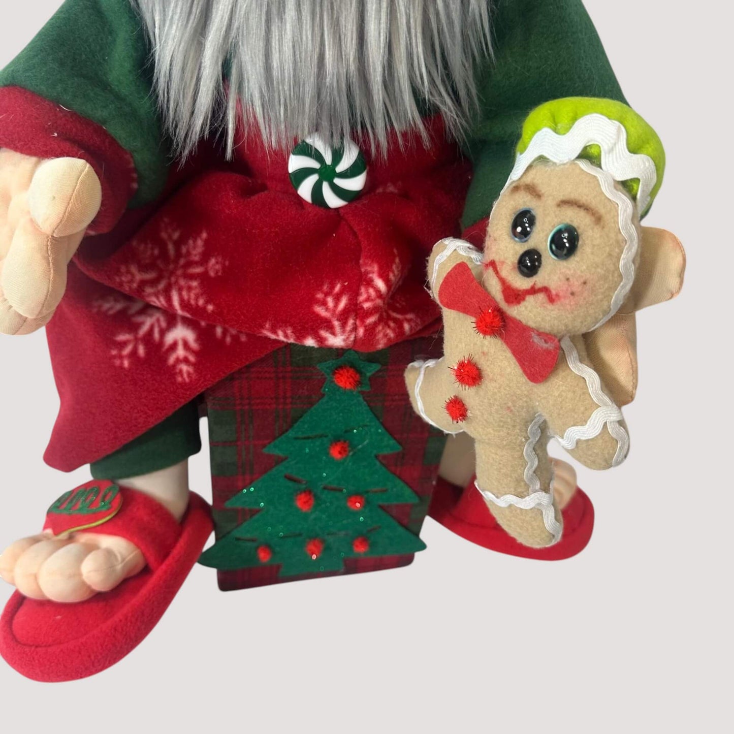 Handmade elf with removable head and collapsible decorative seat box festive holiday decoration
