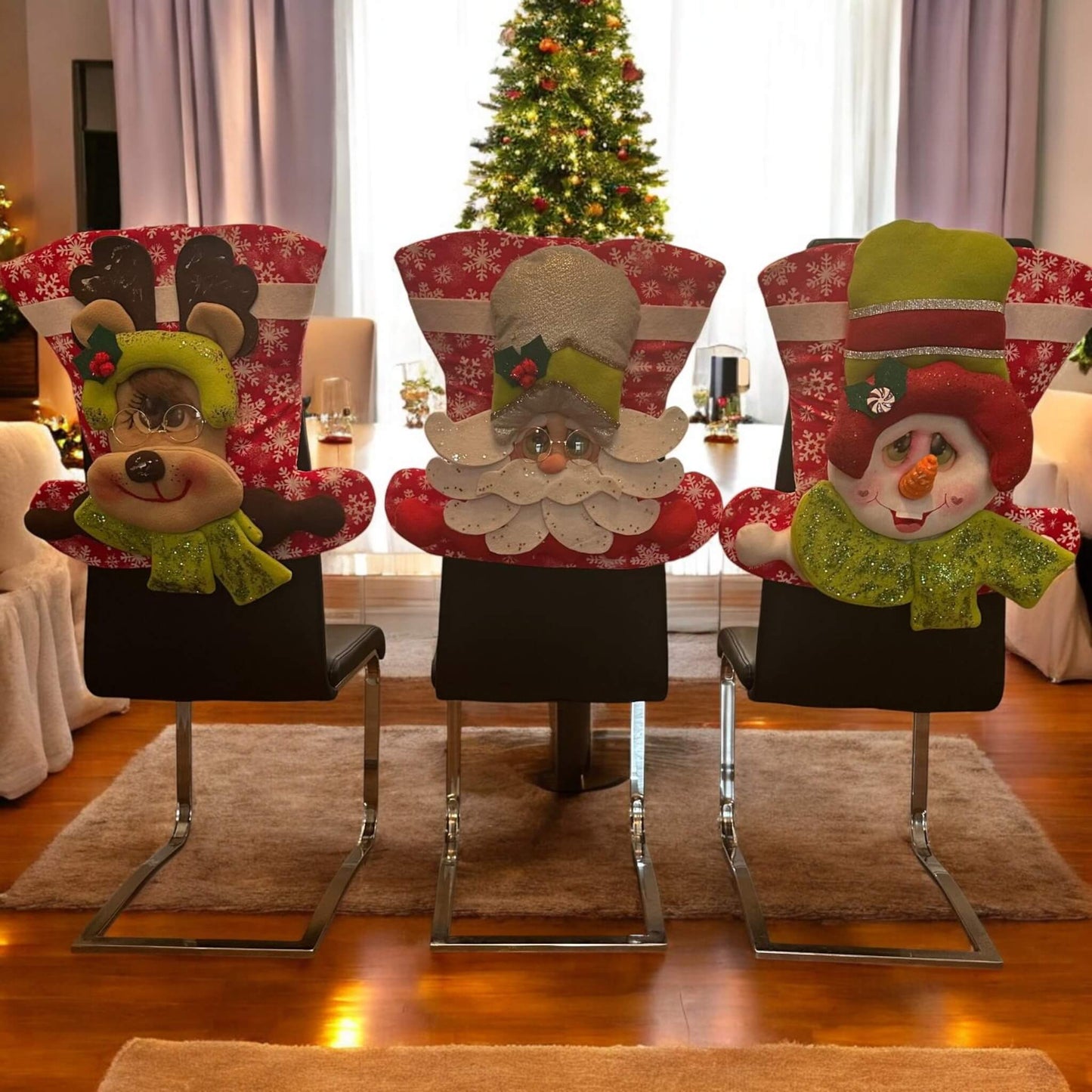 Christmas Chair Covers set of 6  – A Festive Touch for Your Dining Room