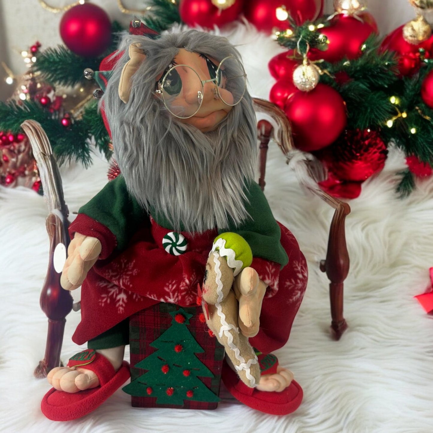 Charming Christmas Elf – Handmade Fabric Doll