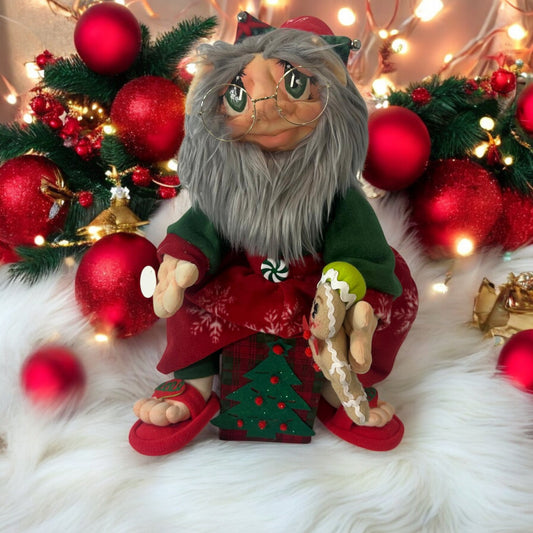 Charming Christmas Elf – Handmade Fabric Doll