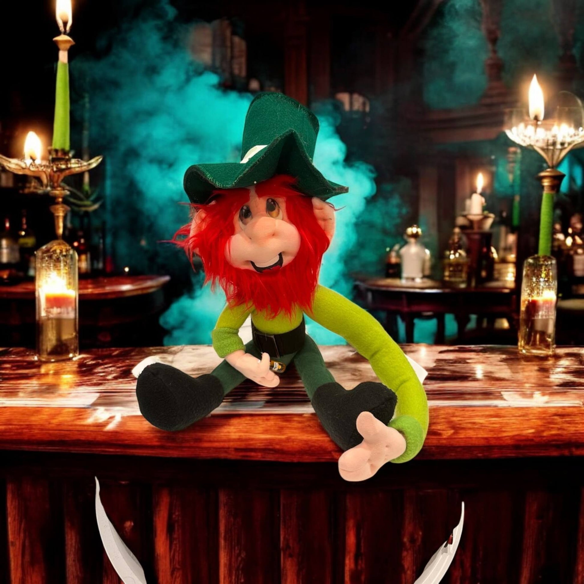 Handcrafted Irish leprechaun gnome with traditional green hat and festive details
